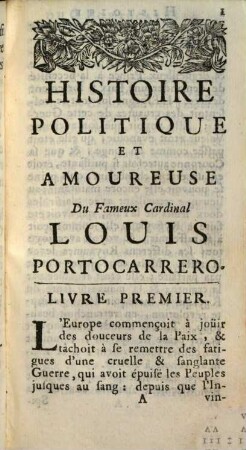 Histoire politique et amoureuse du fameux cardinal Louis Porto-carrero