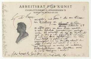Brief von Adolf Behne an Hannah Höch. [Berlin]