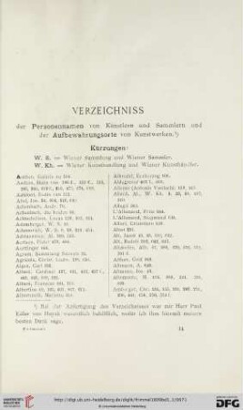 Verzeichniss