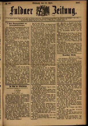 Ausgabe vom Mittwoch, den 13. April 1887.