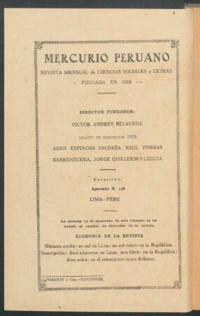 "Mercurio Peruano" - [Pie de imprenta]