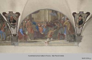 Freskenzyklus mit Darstellungen zu den Ursprüngen des Servitenordens : Manetto dell'Antella predigt vor König Ludwig dem Heiligen von Frankreich (1247)