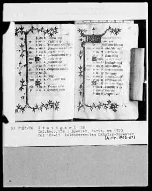 Lateinisches Stundenbuch — KL-Ligatur mit anschließender Ranke als Teilbordüre, Folio 11recto