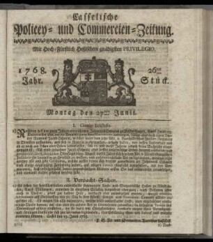 26tes Stueck, Montag den 27ten Junii. 1768