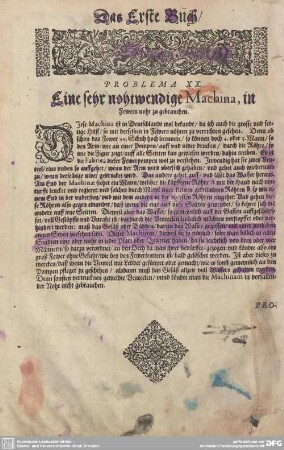 Problema XX. Eine Sehr nohtwendige Machina, in Fewer noht zu gebrauchen.
