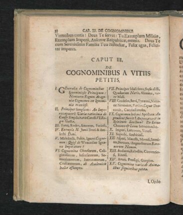 Caput III. De Cognominibus a Vitiis Petitis. I. - XV.