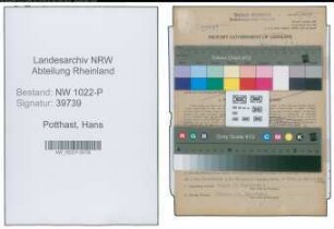 Entnazifizierung Hans Potthast , geb. 10.11.1921 (Bahnbeamter)