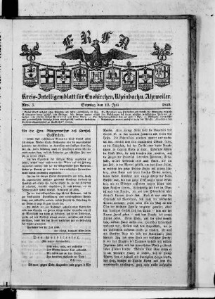 Erfa, Kreis-Intelligenzblatt für Euskirchen, Rheinbach und Ahrweiler. 1840-1841