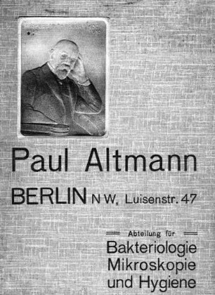 Preis-Verzeichnis über bakteriologisch-mikroskopische Apparate u. Utensilien. Teil II: Abteilung für Bakteriologie
