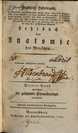 Friederich Hildebrandt der Arzneikunde und Weltweisheit ordentl. öffentl. Lehrers zu Erlangen ... Lehrbuch der Anatomie des Menschen, 3