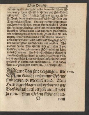 [Textus.] Wir finden sie im 102 Psalm/ und lauten im 4. 5. 6. Versen also: