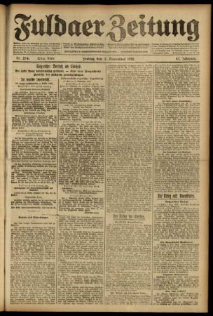 Erste Ausgabe vom Freitag, den 03. November 1916.