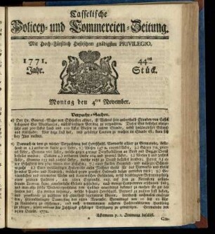 44tes Stueck, Montag den 4ten November 1771