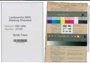 Entnazifizierung Franz Sprott , geb. 16.11.1894 (Telegrafenassistent)