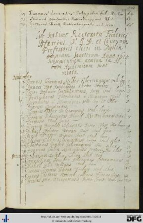 [fol. 103] Rektorat Friedrich Martini 1615/16
