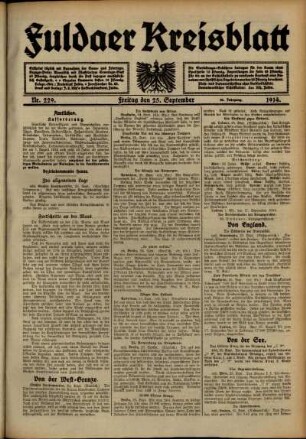 Ausgabe vom Freitag, den 25. September 1914.