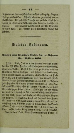 Dritter Zeitraum. Schlesien unter böhmischen Königen bis zur Reformation; 1335 - 1526