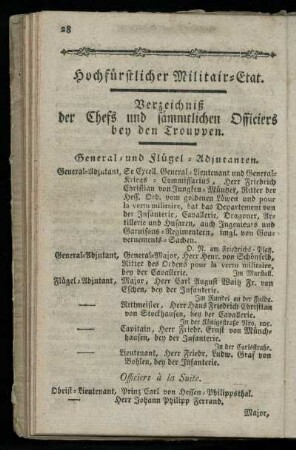 Hochfuerstlicher Militair-Etat
