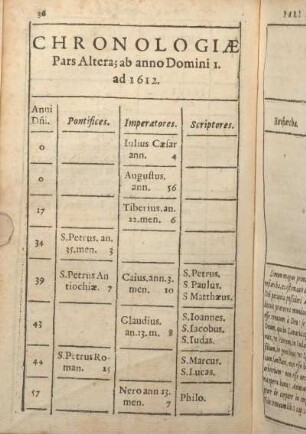 Chronologiae Pars Altera, ab anno Domini I. ad 1612.