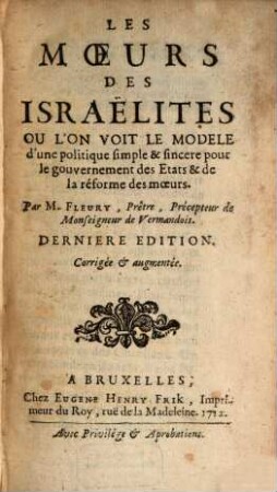 Les moeurs des Israelites