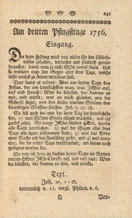 Am dritten Pfingsttage 1756