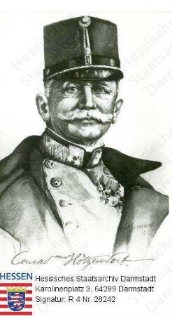 Conrad von Hötzendorf, Franz Graf (1852-1925) / Porträt in Uniform, leicht linksgewandtes, vorblickendes Brustbild