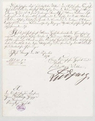 Ludwig II. von Bayern (1845 - 1886) Autographen: Brief von Ludwig II. an Herzog Ludwig in Bayern - BSB Autogr.Cim. Ludwig .13