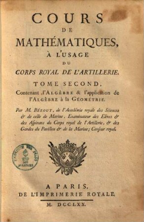 Cours de mathématiques, 2