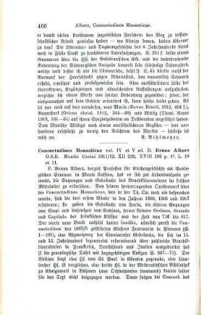 466-467 [Rezension] Consuetudines monasticae, Vol. IV und V