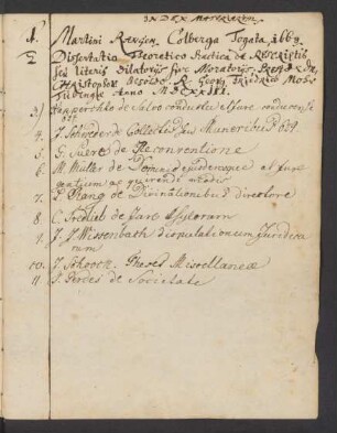 Index Materiarum.