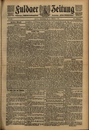 Erste Ausgabe vom Donnerstag, den 21. Oktober 1909.