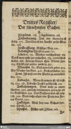 Drittes Register, Der fürnehmsten Sachen