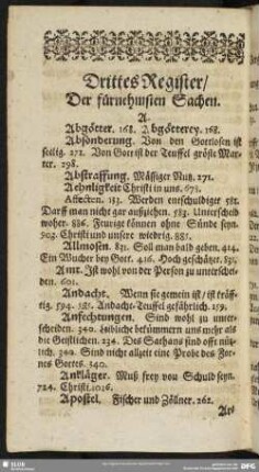 Drittes Register, Der fürnehmsten Sachen