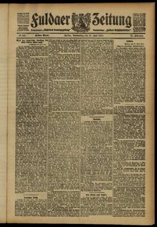 Erste Ausgabe vom Donnerstag, den 27. Juni 1912.