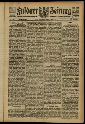 Erste Ausgabe vom Donnerstag, den 27. Juni 1912.
