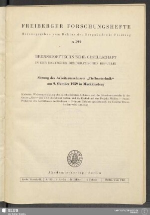 Sitzung des Arbeitsausschusses Tiefbautechnik am 9.Oktober 1959 in Markkleeberg