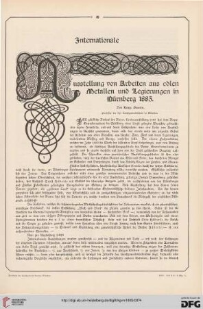 Internationale Ausstellung von Arbeiten aus edlen Metallen und Legierungen in Nürnberg 1885, [1]