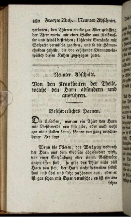 Neunter Abschnitt. Von den Krankheiten der Theile, welche den Harn absondern und ausführen.