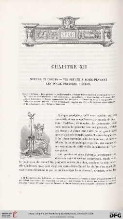 Chapitre XII: Moeurs et usages. - Vie privée a Rome pendant les douze premiers siècles