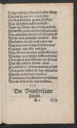 III. Der Ungehorsame Teuffel.