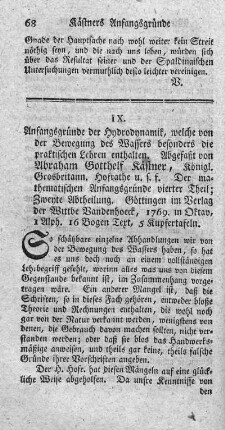 Anfangsgründe der Hydrodynamik.