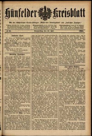 Ausgabe vom Donnerstag, den 14. Juli 1898.