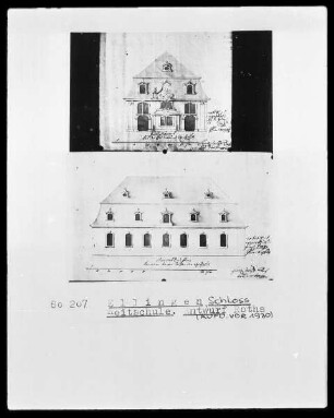 Aufrißentwurf der Reitschule des Ehemaligen Deutschordensschlosses in Ellingen (Kreis Weißenburg-Gunzenhausen)