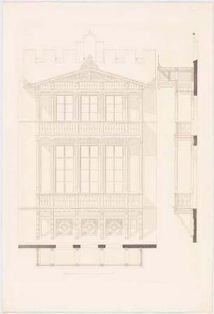 Werke der höheren Baukunst, Darmstadt 1856 Schloss im Gebirge: Erker