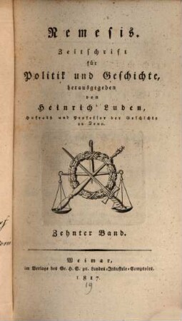 Nemesis : Zeitschrift für Politik und Geschichte. 10. 1817