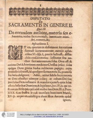 Disputatio De Sacramentis In Genere II