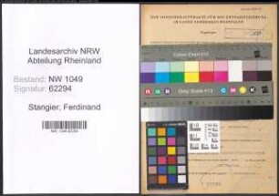 Entnazifizierung Ferdinand Stangier , geb. 27.06.1911 (Angestellter)