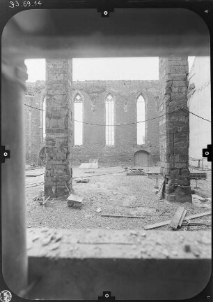 Magdeburg-Altstadt, Johannisbergstraße. Ruine der Kirche St. Johannis. Teilansicht