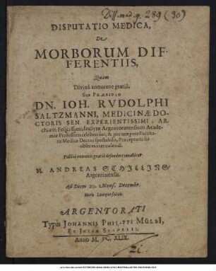Disputatio Medica, De Morborum Differentiis