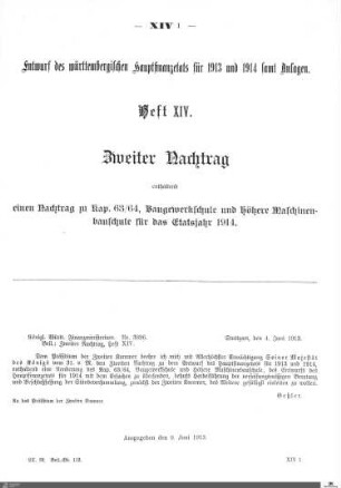 Hauptfinanzetat 1913-1914, Heft 14